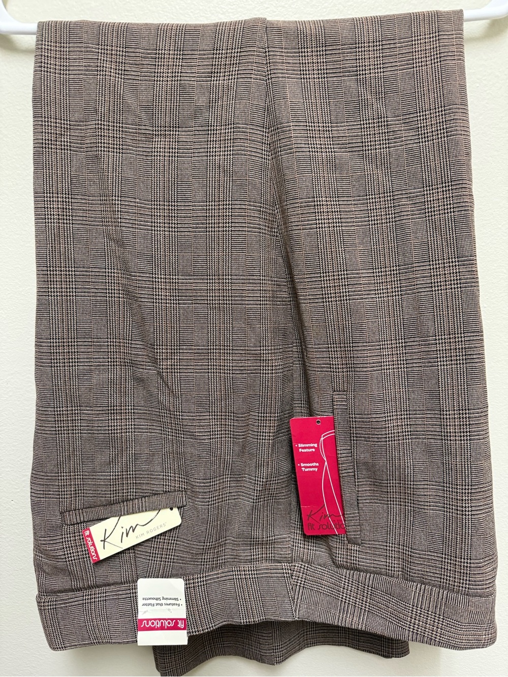 Kim Rogers Women’s Brown Plaid Dress Slacks Sz 18 NWT